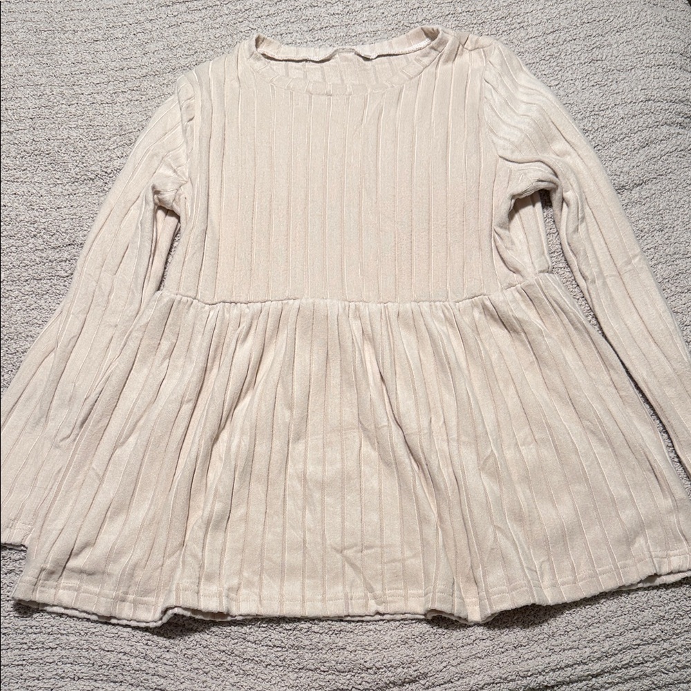 Target: Clearlove Apricot Ribbed Long Sleeve Peplum Top